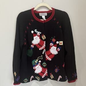 Tiara International Sweater Women Medium Christmas Santa Claus Novelty Ugly Xmas